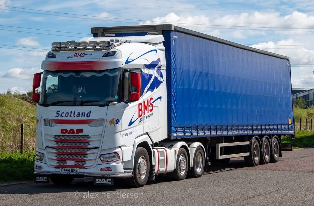 BMS Transport truck with blue trailer