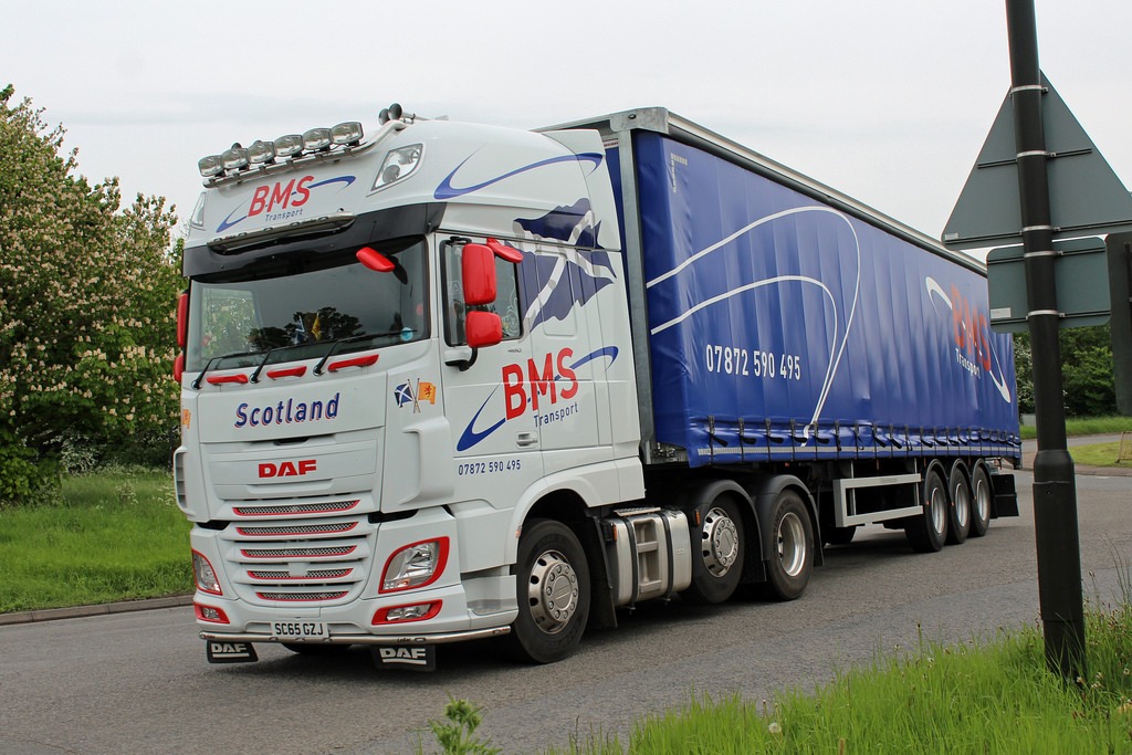 BMS Transport DAF truck on the motorway — reliable haulage across Scotland and England
